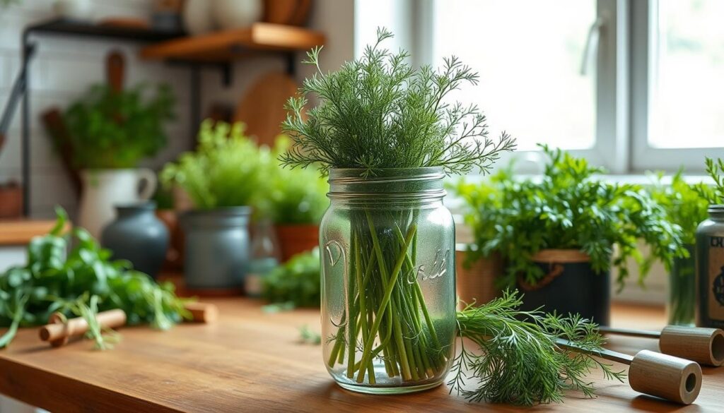 Storing fresh dill