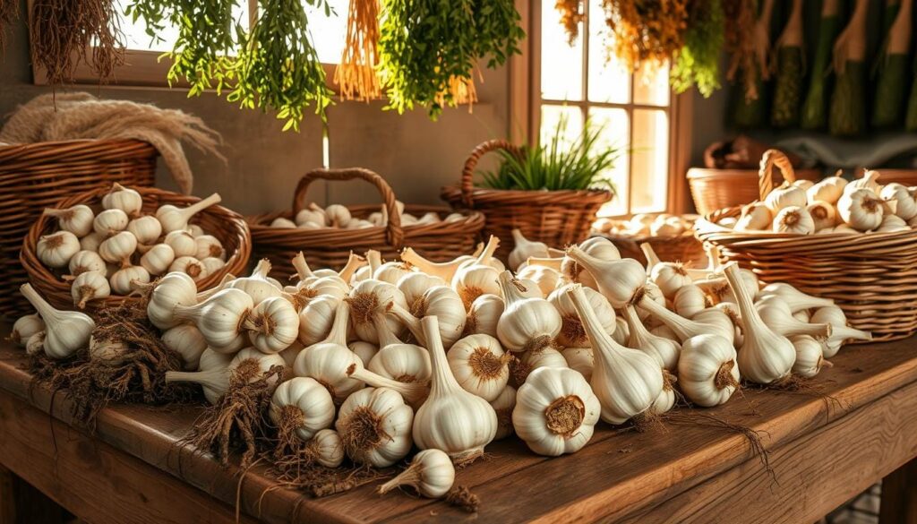 Storing garlic after harvest