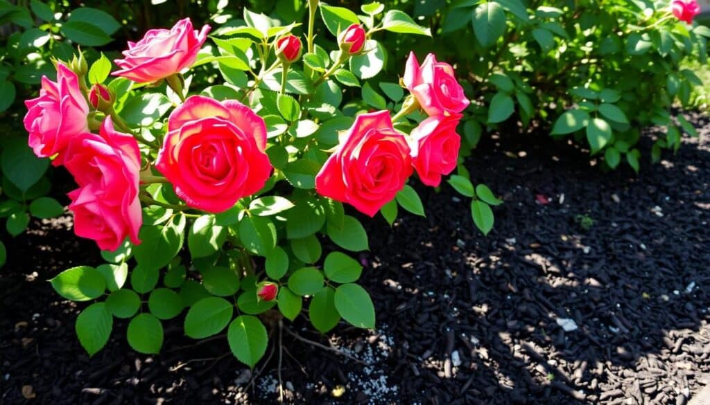 Transplanted rose bush