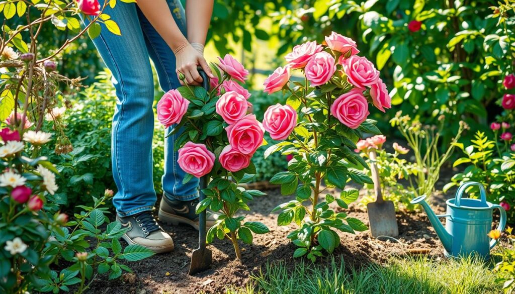Transplanting rose plants