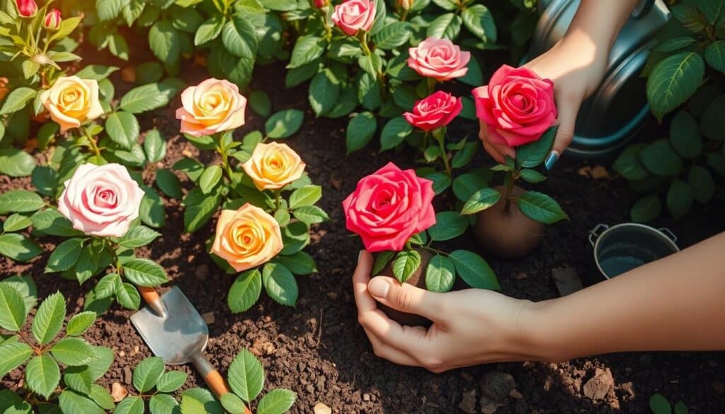 Transplanting rose plants