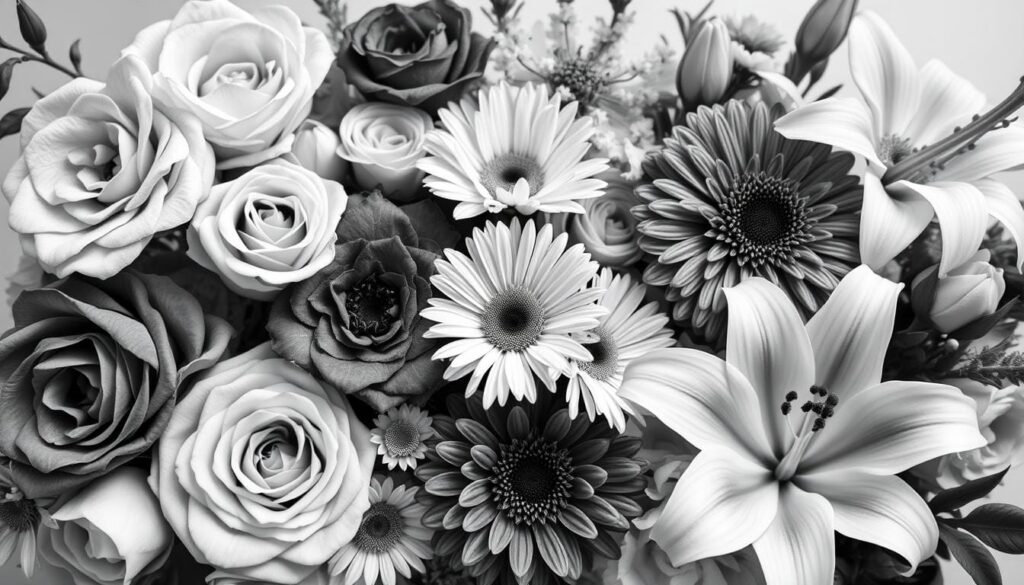 grayscale florals