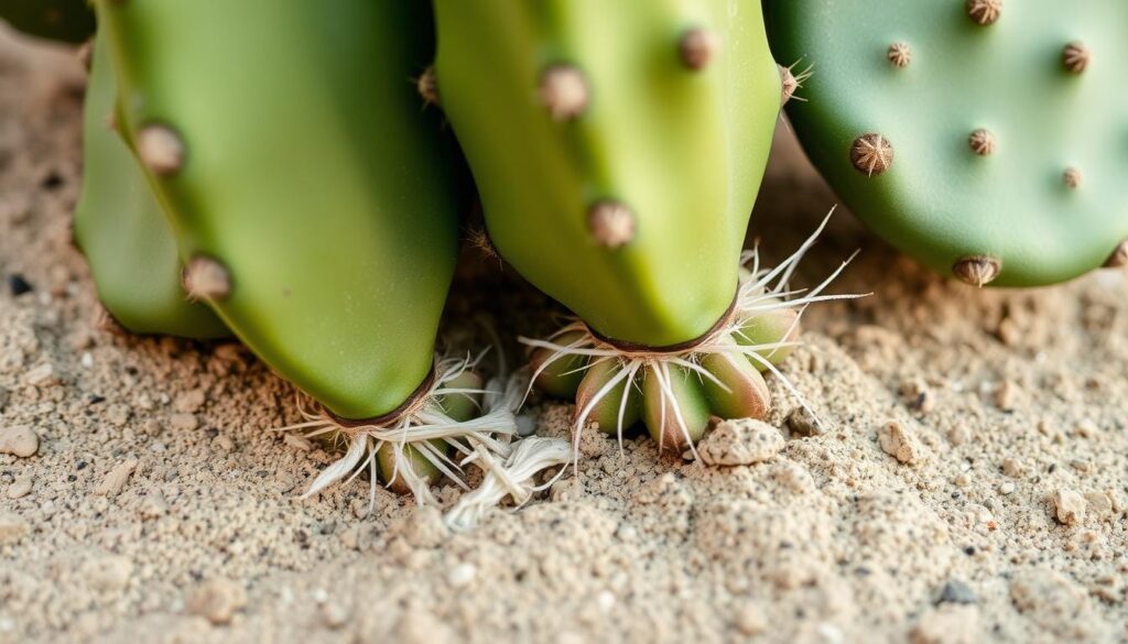 rooting prickly pear pads