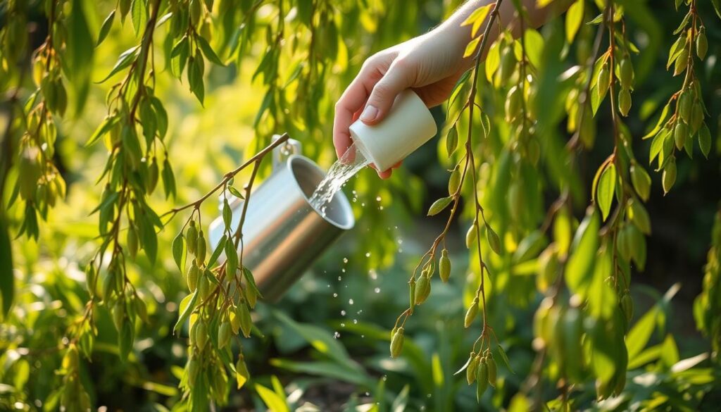 watering pussy willow