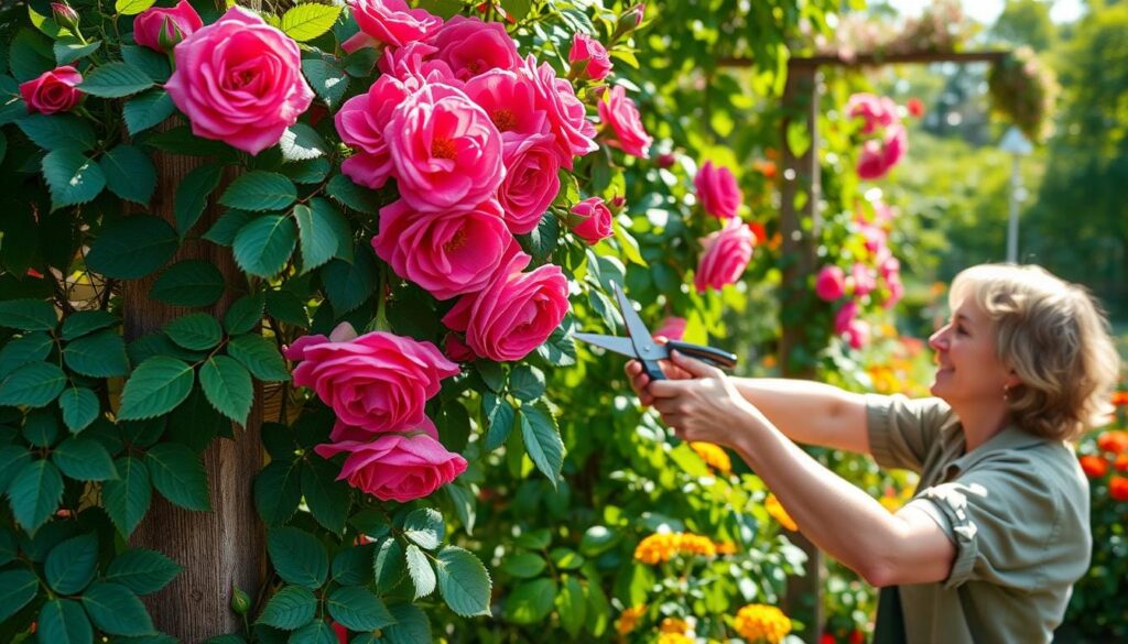 Pruning climbing roses