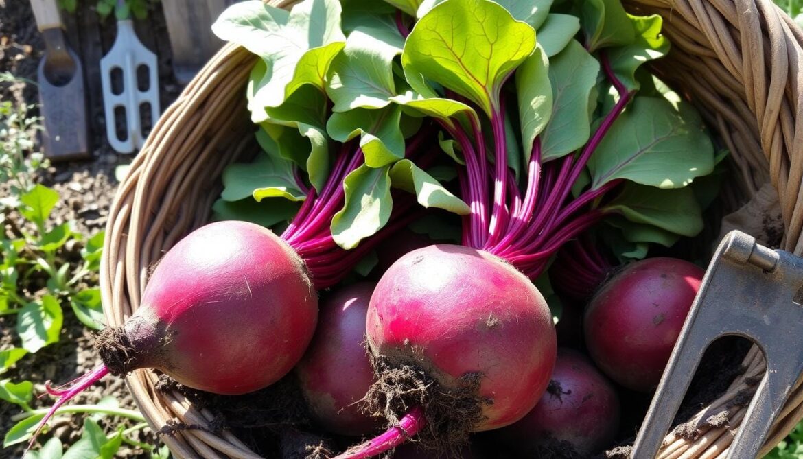 harvesting red beets