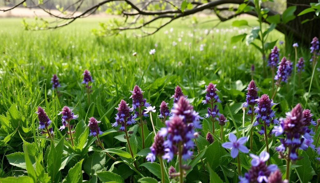 purple deadnettle and henbit