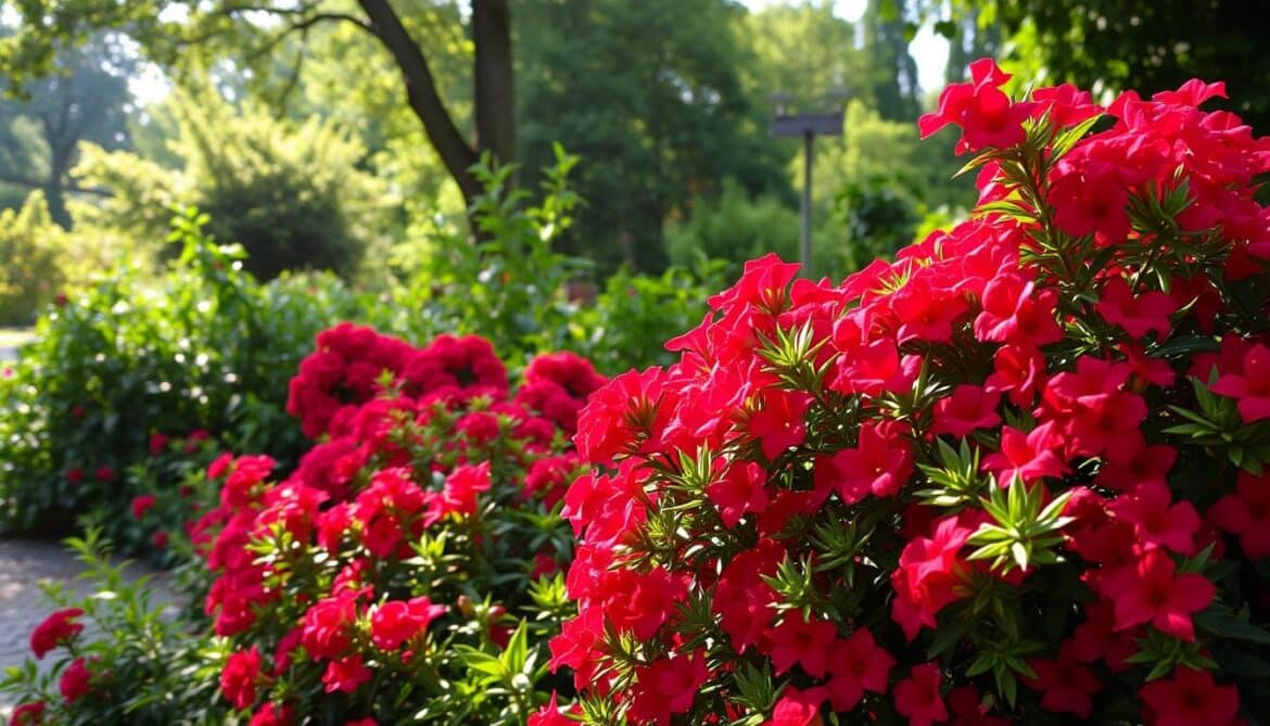 red flowering bush