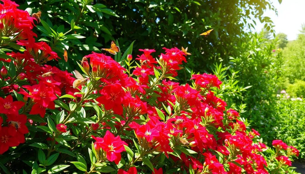 red flowering bushes