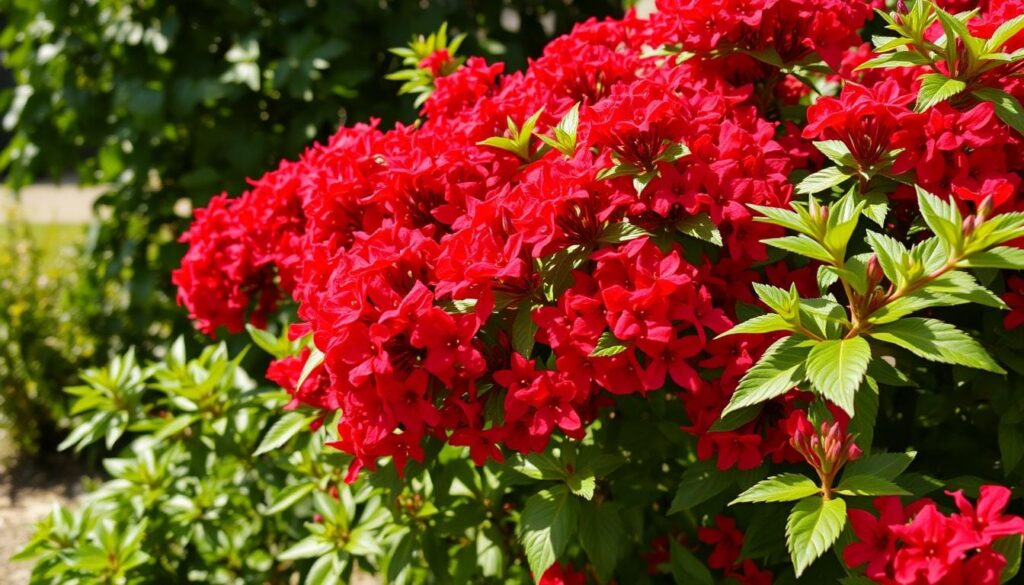 scarlet blossom bushes