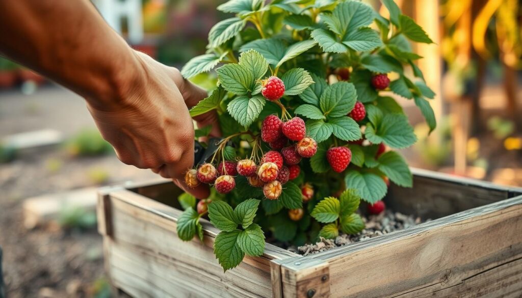 Pruning Raspberry Plants in Containers