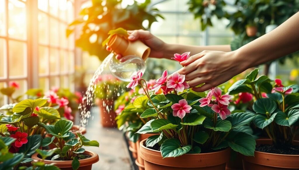 Watering Begonias in Containers