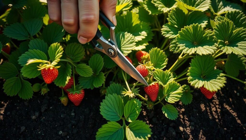 pruning everbearing strawberries