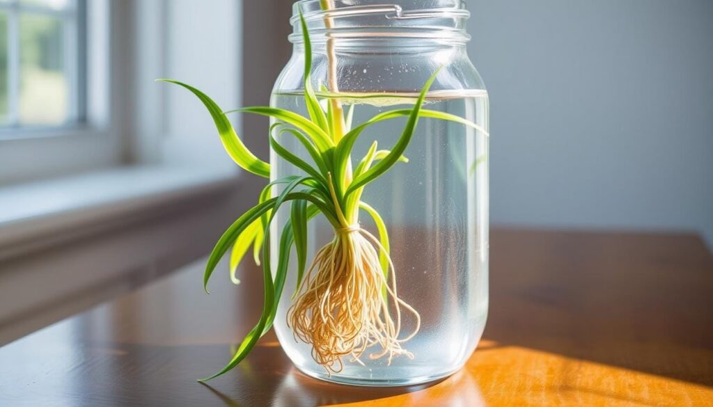 spider plant water propagation in jar