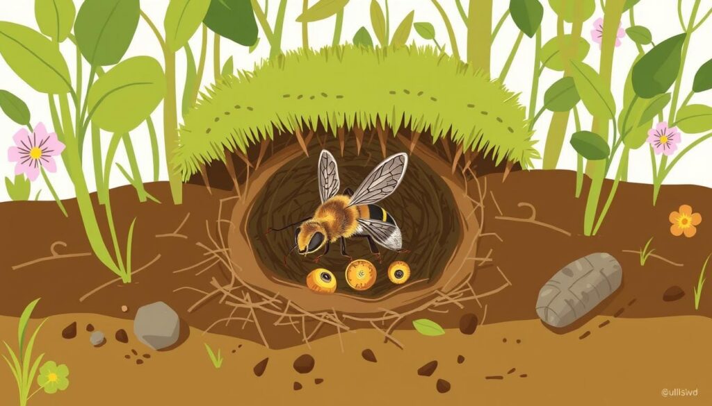 Image of a ground-nesting bee nest