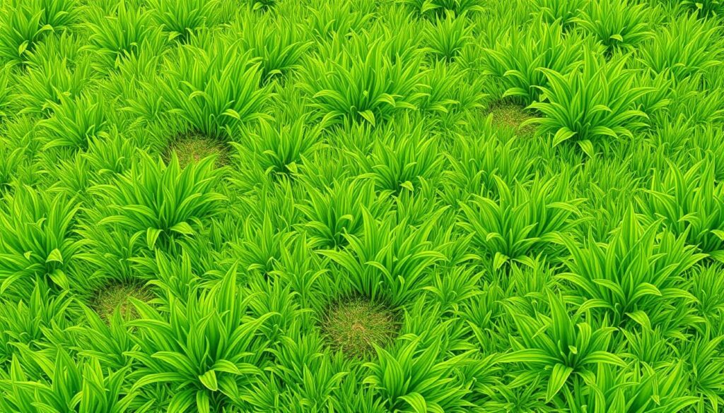 Image of a lawn with tiny holes being repaired