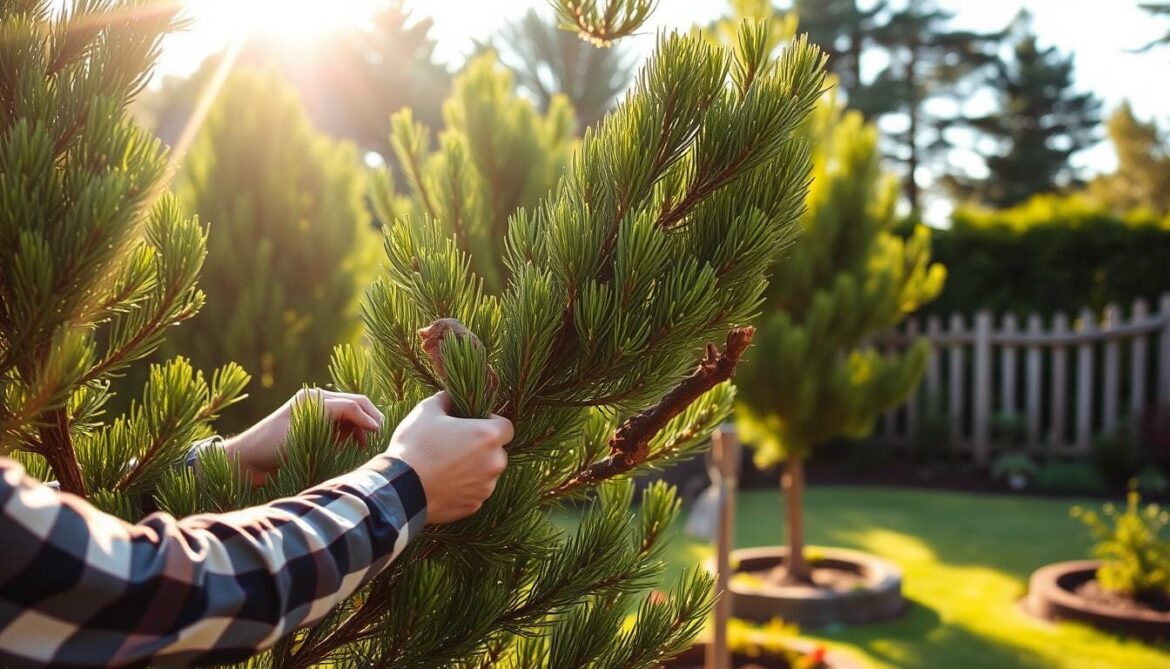 cutting back pine trees