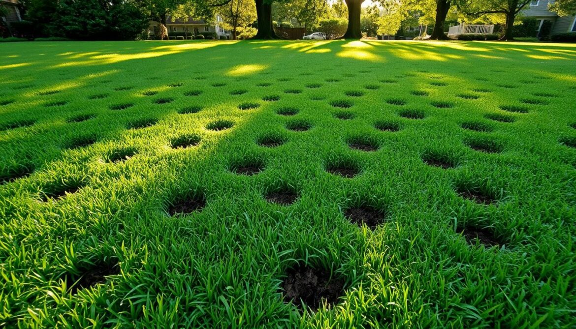 lots of small holes in lawn