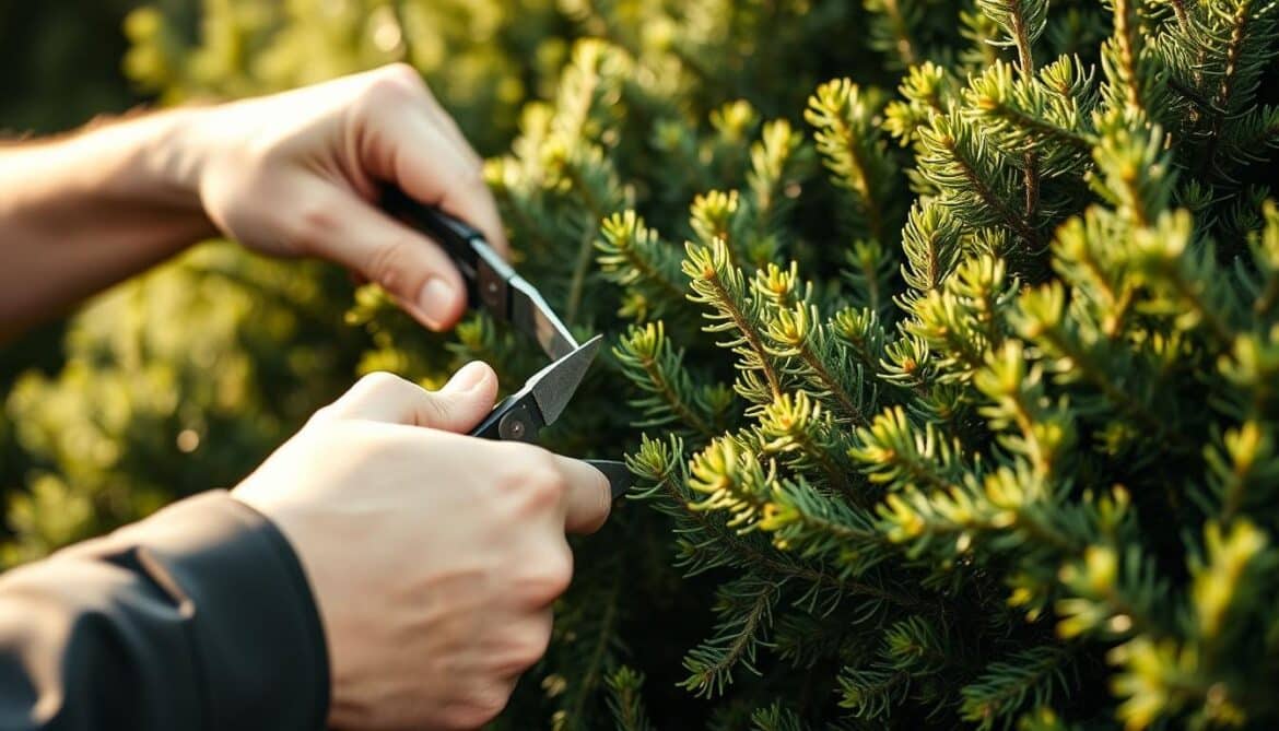 trimming juniper bushes