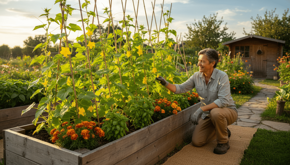 how to grow cucumbers in a raised bed