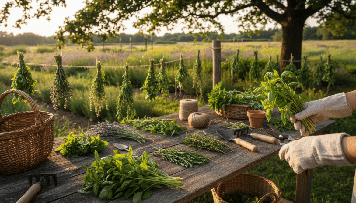how to harvest and dry herbs